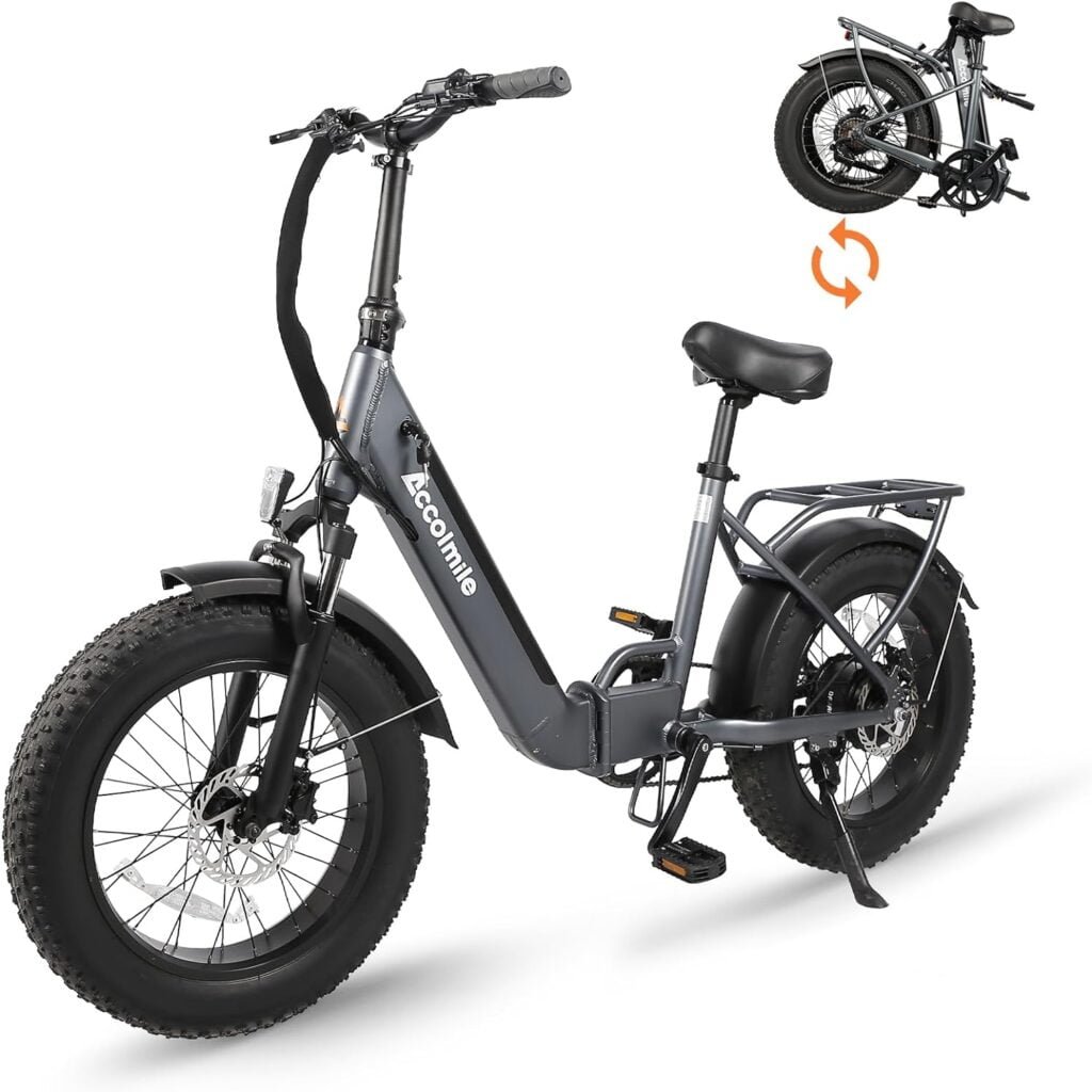 Accolmile 20 Folding Electric Bike : 48V 750W 4.0 Fat Tire Dolphin 1S Foldable Ebike with 8fun Hub Motor 15Ah Removable Hidden Battery, Shimano 7 Speed Step - Thru Bike Up to 25 MPH for Woman Man Accolmile 20 Folding Electric Bike : 48V 750W 4.0 Fat Tire Dolphin 1S Foldable Ebike with 8fun Hub Motor 15Ah Removable Hidden Battery, Shimano 7 Speed Step - Thru Bike Up to 25 MPH for Woman Man