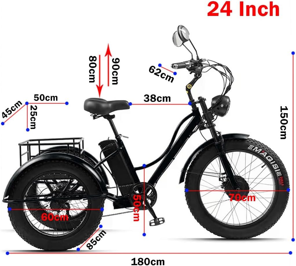CHONGHAN Electric Tricycle, Electric Trike Fat Tire Bicycle Trike 3 Wheel Ebikes, 750W 15Ah Removable Battery, Big Basket, Three Wheel Electric Bike for Seniors CHONGHAN Electric Tricycle, Electric Trike Fat Tire Bicycle Trike 3 Wheel Ebikes, 750W 15Ah Removable Battery, Big Basket, Three Wheel Electric Bike for Seniors