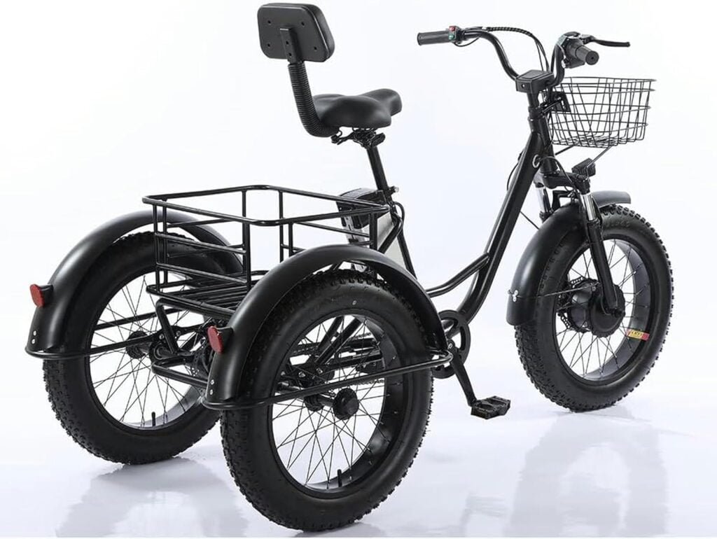 CNAOHGHN 500W Motor Electric Tricycle, 48V Removable Battery Fat Tire Trike Seniors Cycling 3 Wheels E-Bike with Carry Cargo FrontRear Big Basket CNAOHGHN 500W Motor Electric Tricycle, 48V Removable Battery Fat Tire Trike Seniors Cycling 3 Wheels E-Bike with Carry Cargo FrontRear Big Basket