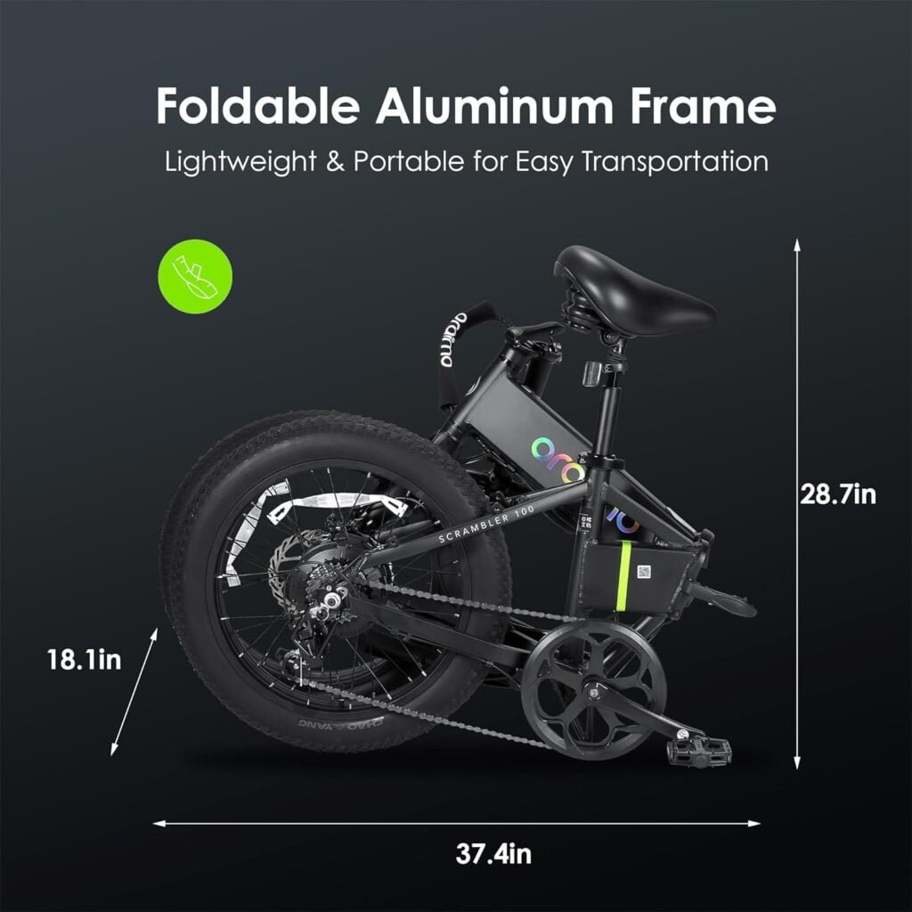 Oraimo 750W-1000W Electric Bike, Up to 45 Miles 557Wh Hidden Li-ion Battery, 3A Fast Charge, 20 Fat Tire Folding Ebike, 7 Speed Gear, LCD Display, Shock Absorbing Seat Tube, Complies to UL2849 Oraimo 750W-1000W Electric Bike, Up to 45 Miles 557Wh Hidden Li-ion Battery, 3A Fast Charge, 20 Fat Tire Folding Ebike, 7 Speed Gear, LCD Display, Shock Absorbing Seat Tube, Complies to UL2849